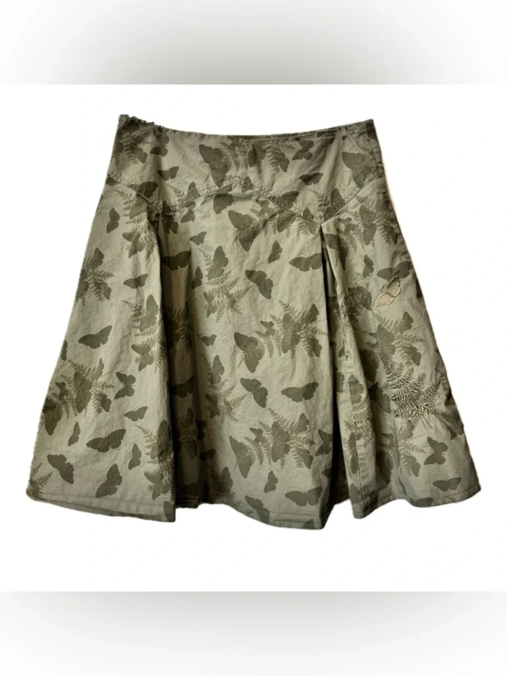 Boxfresh Butterfly Fern Print A-Line Skirt Cottagecore Fairy Grunge Y2K M